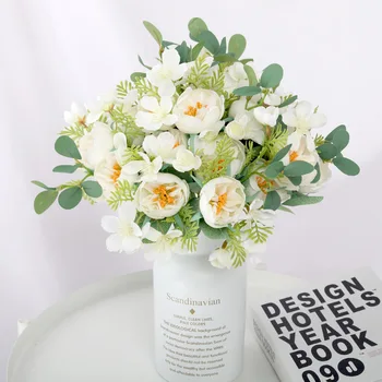 5 головок нового искусственного цветка пион чайная роза осенний шелковый искусственный цветок DIY гостиная домашний сад свадебное украшение