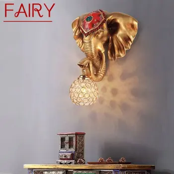 Сказочный Современный настенный светильник в виде Слона, светодиодный интерьерный Креативный Европейский светильник-бра из смолы для домашнего декора гостиной и холла