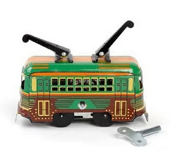 [Забавно] Коллекция для взрослых Ретро Заводная игрушка Металлическая Жестяная движущаяся модель трамвая автобуса автомобиля Механические заводные игрушки фигурки модель детский подарок