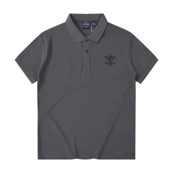 Летняя Новая однотонная рубашка поло с вышивкой в американском ретро стиле, мужская простая молодежная деловая повседневная футболка из чистого хлопка с коротким рукавом